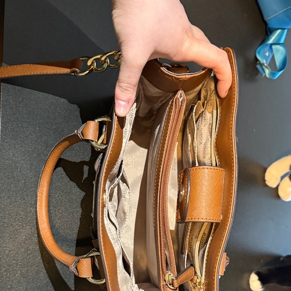 Michael Kors Cognac Saffiano Leather Satchel with Strap - Picture 3 of 5